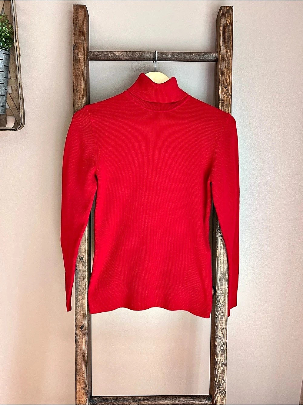 Orvis Red Ribbed Turtleneck Sweater